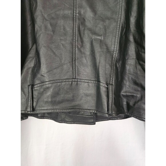 Zenana Faux Vegan Leather Moto Jacket Black‎  Embossed Zip XL Vegan Biker Style - Picture 6 of 10